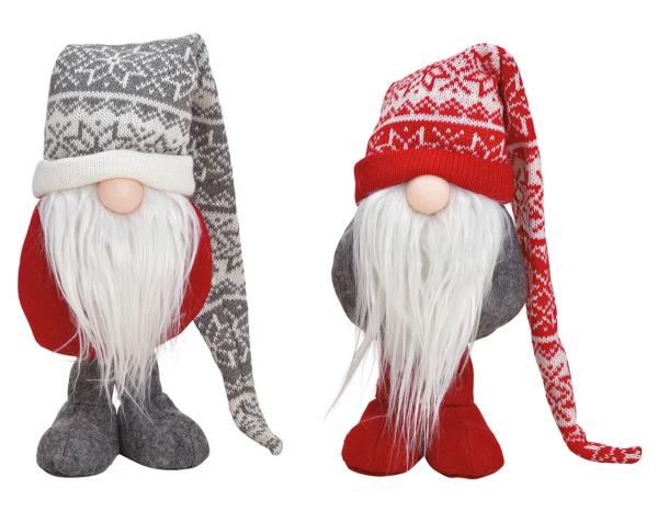 2 Weihnachts-Wichtel, Grau und Rot